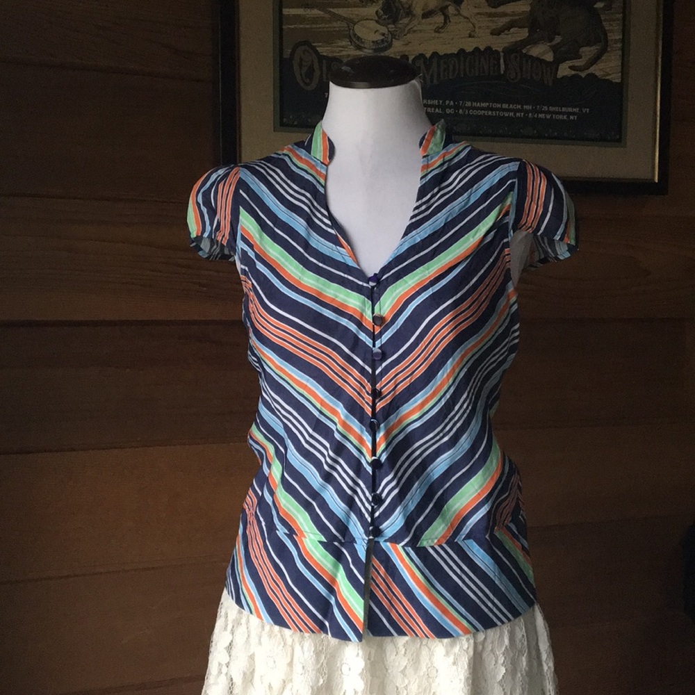 ODILLE ✨ Soft Striped Cap Sleeve Blouse